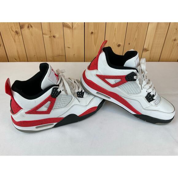 Nike Jordan 4 Retro Red Cement Men's Shoes- White/Red/Black, Size 8.5 - Picture 1 of 7